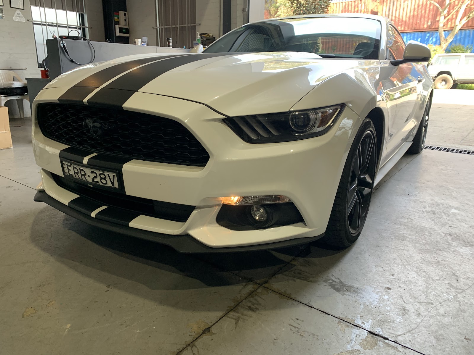 Ford Mustang GT in the workshop